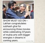 Subhash Ghai celebrates 37 yrs of MUKTA ARTS on 26th Oct 2015